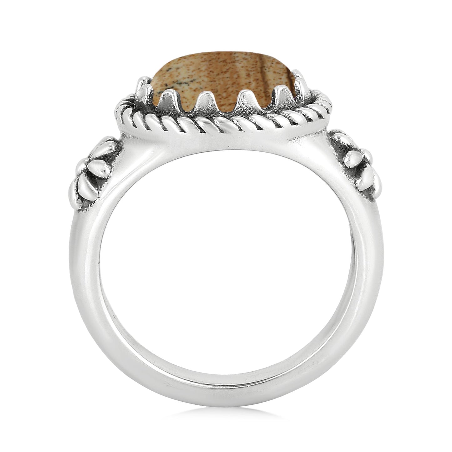 Sterling Silver Picture Jasper East West Ring