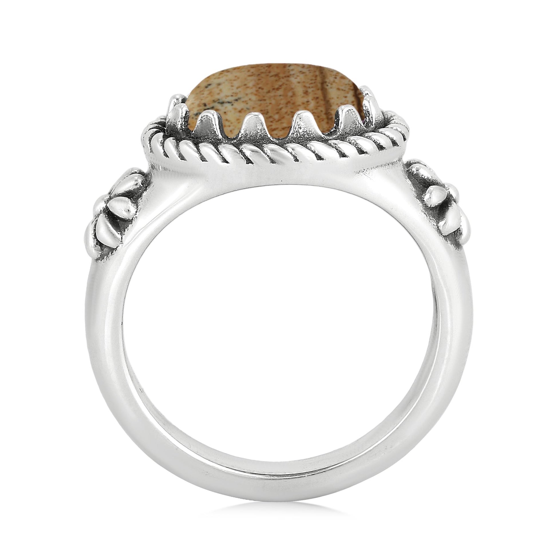 Sterling Silver Picture Jasper East West Ring