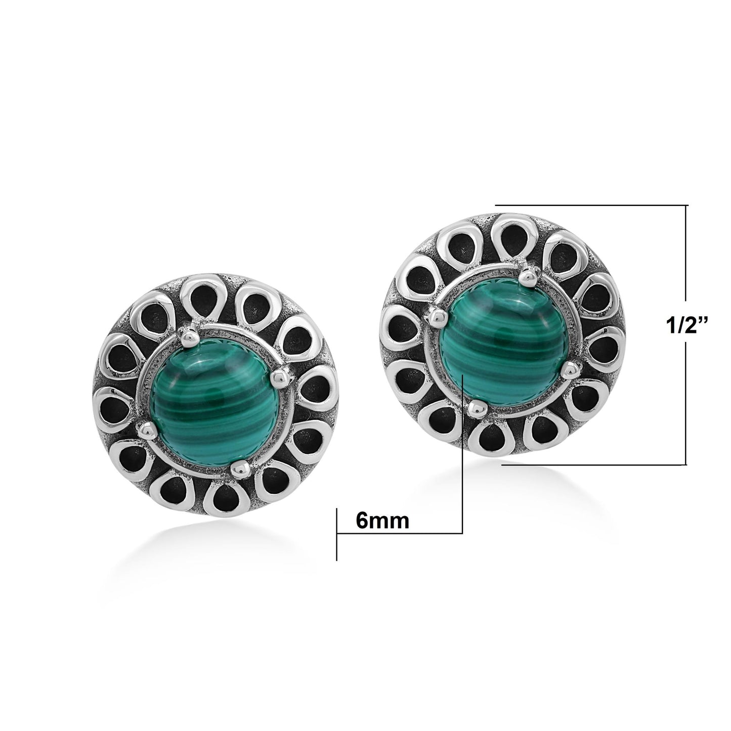 EXCLUSIVELY OURS! Sterling Silver Malachite Sunburst Stud Earrings