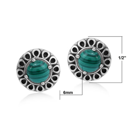EXCLUSIVELY OURS! Sterling Silver Malachite Sunburst Stud Earrings
