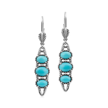 EXCLUSIVELY OURS! Sterling Silver Sleeping Beauty Turquoise Friendship Lever Back Dangle Earrings