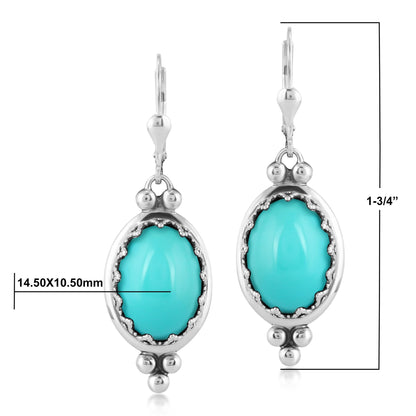 EXCLUSIVELY OURS! Sterling Silver Kingman Turquoise Crown Detail Lever Back Earrings