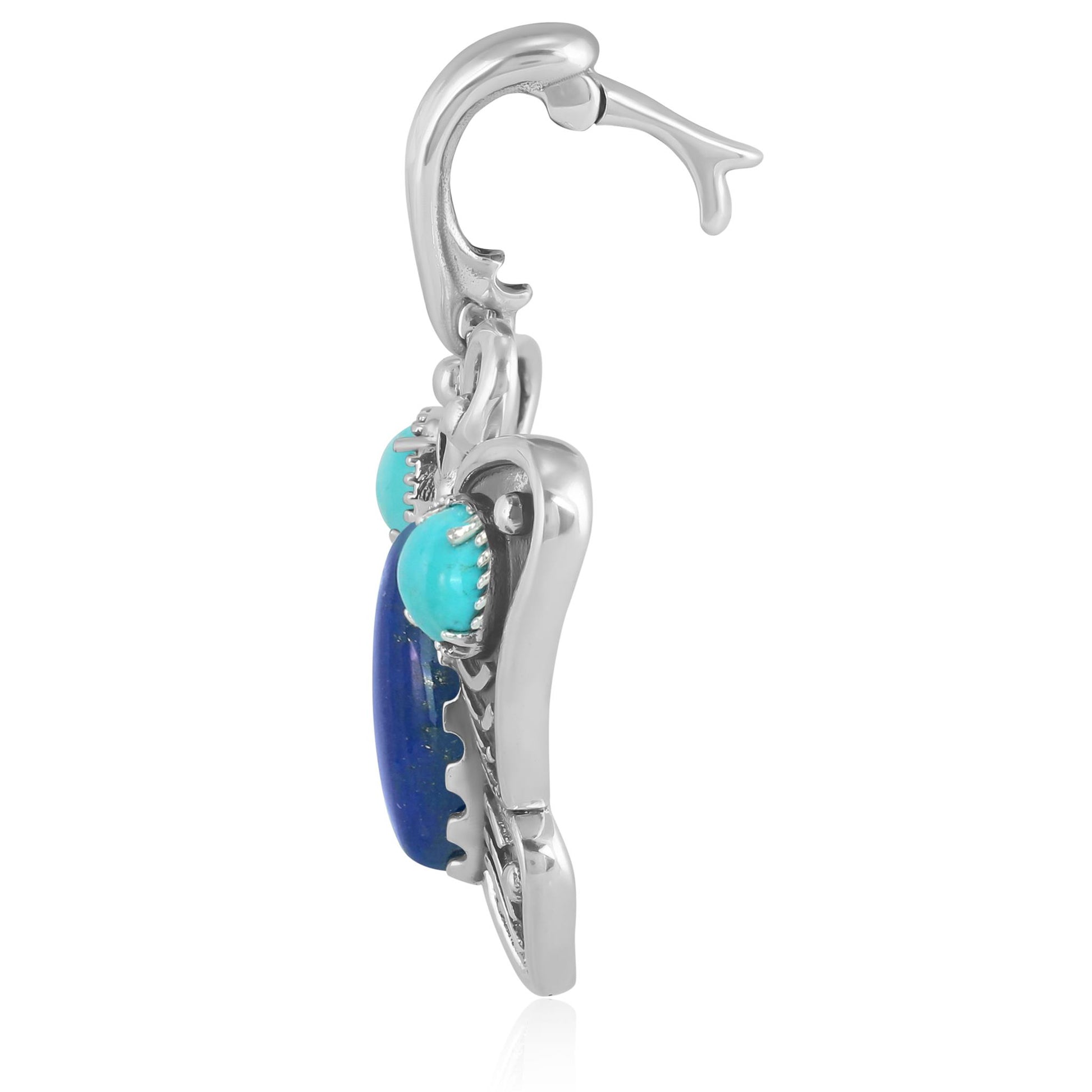 Sterling Silver Lapis and Kingman Turquoise Butterfly Pendant Enhancer