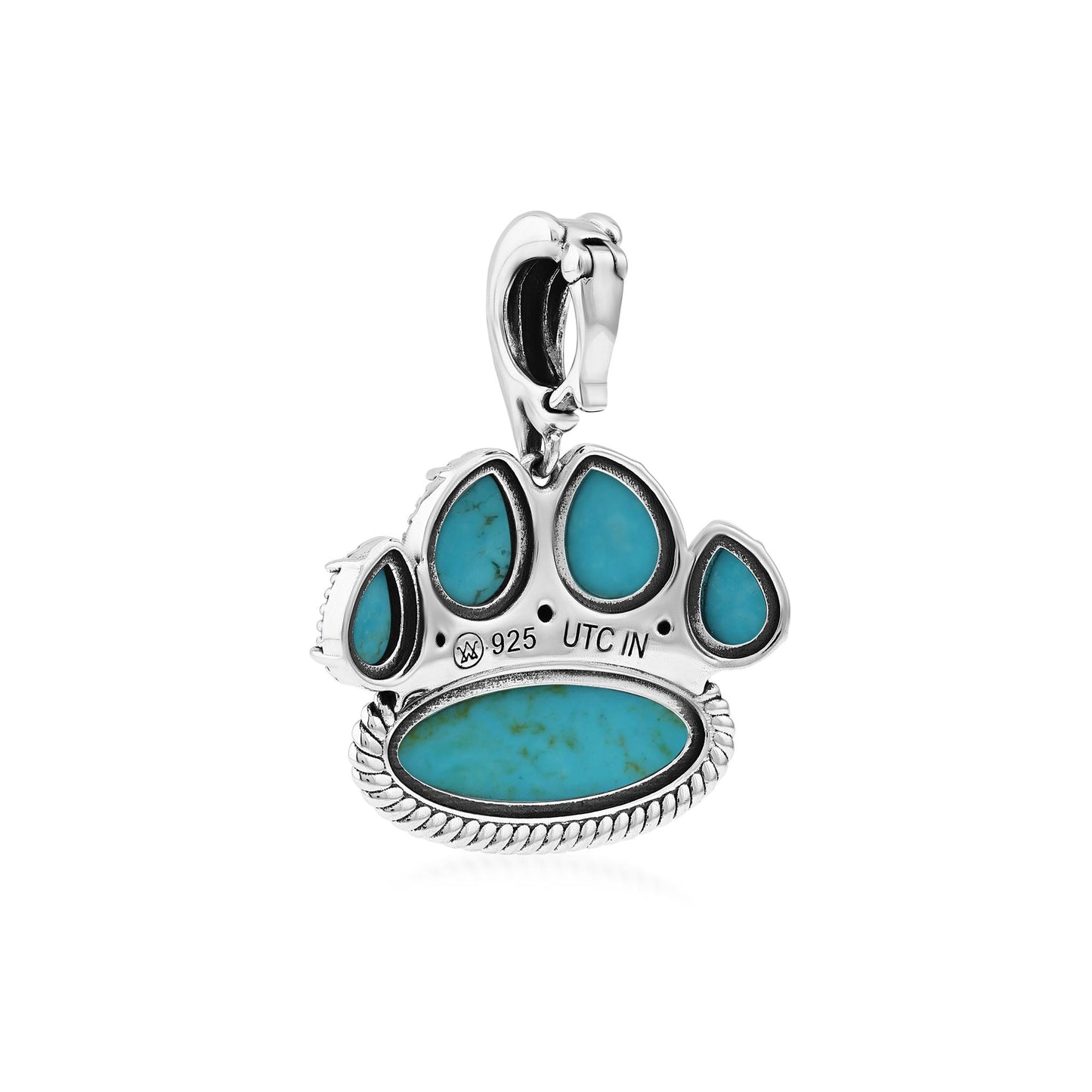 Sterling Silver Kingman Turquoise Pawprint Pendant Enhancer