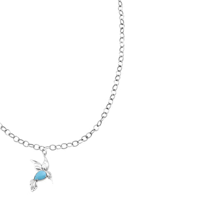 Sterling Silver Sleeping Beauty Turquoise Hummingbird Necklace