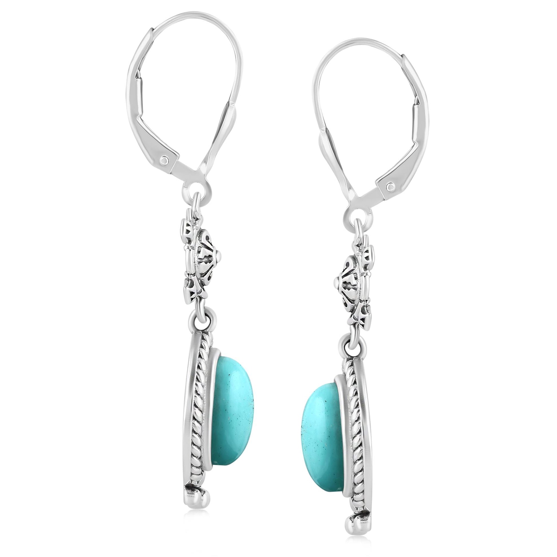 LIMITED EDITION! Sterling Silver Kingman Turquoise Turtle Drop and Dangle Earrings
