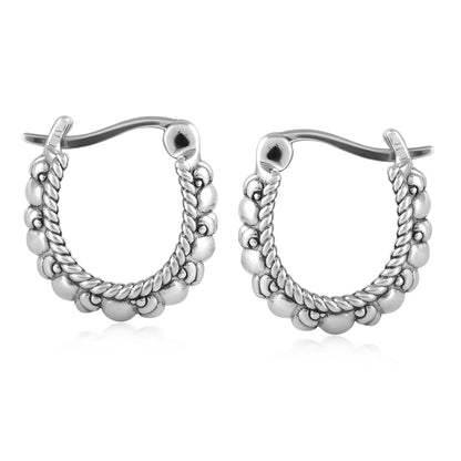 EXCLUSIVELY OURS! Sterling Silver Textured Rope Edge Huggie Hoop Earrings
