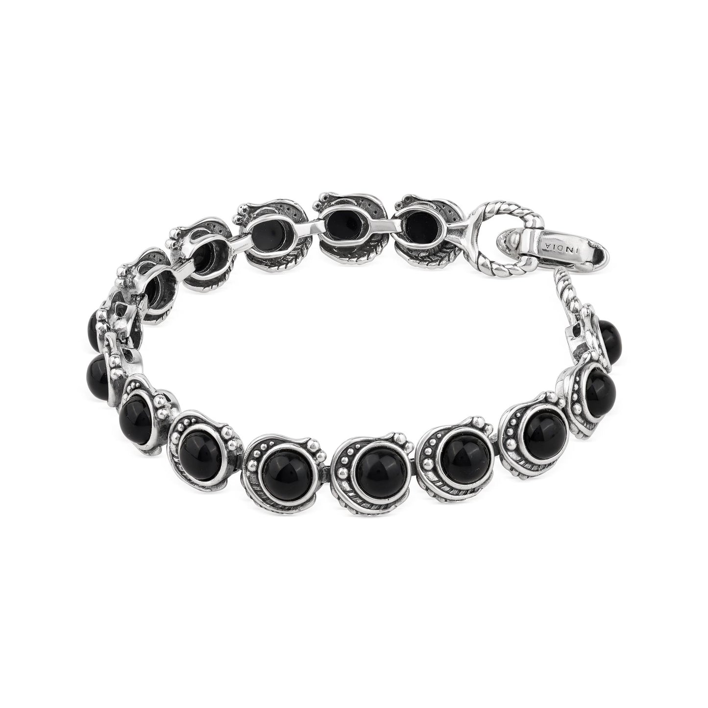 EXCLUSIVELY OURS! Sterling Silver Black Onyx Round Cabochon Tennis Bracelet, Sizes Small to Large