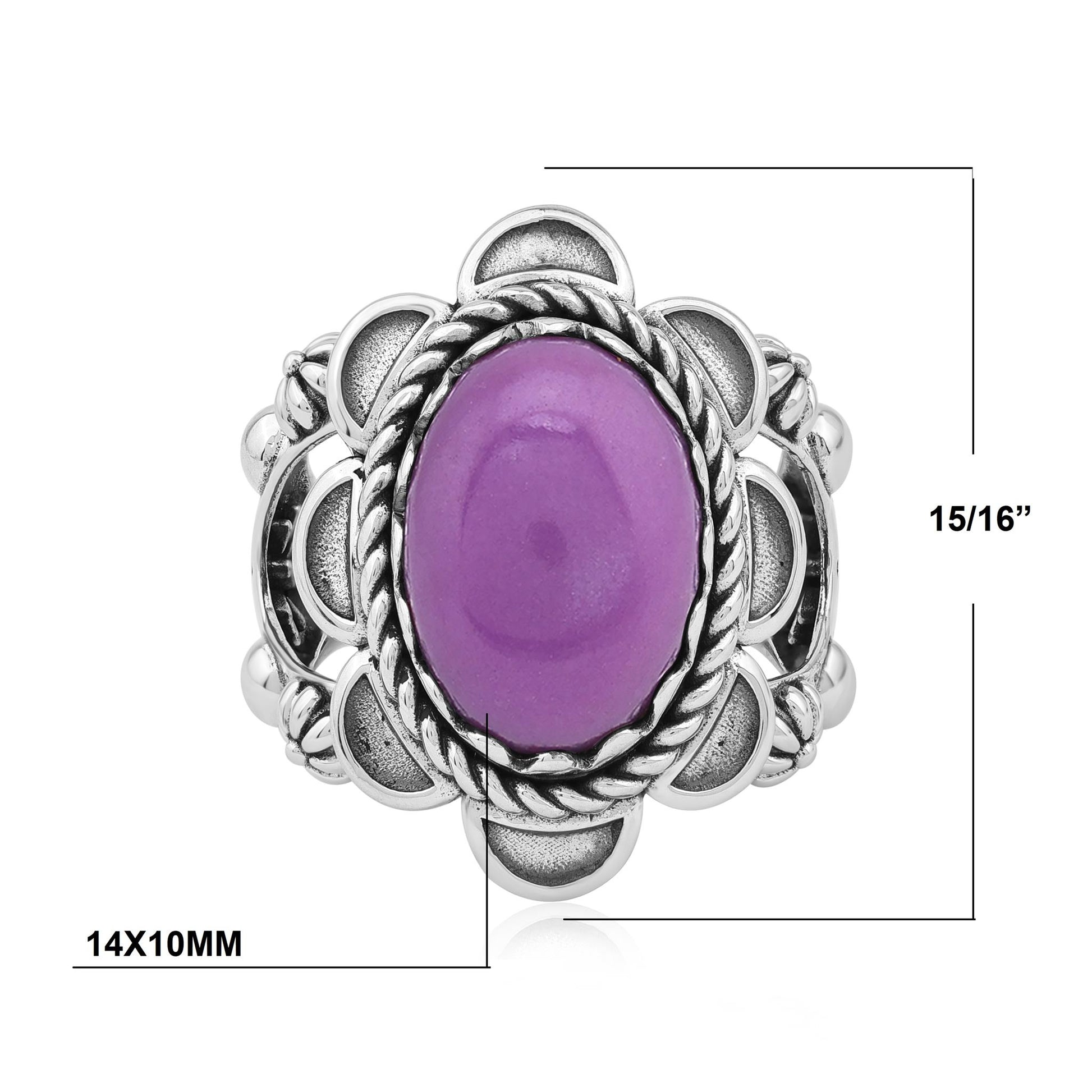 Sterling Silver Phosphosiderite Oval Scallop Ring