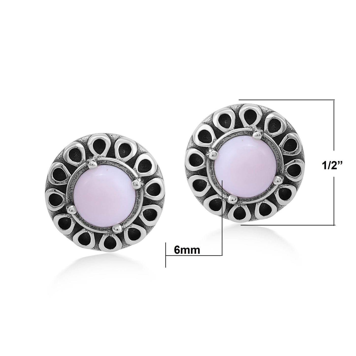 EXCLUSIVELY OURS! Sterling Silver Pink Opal Sunburst Stud Earrings