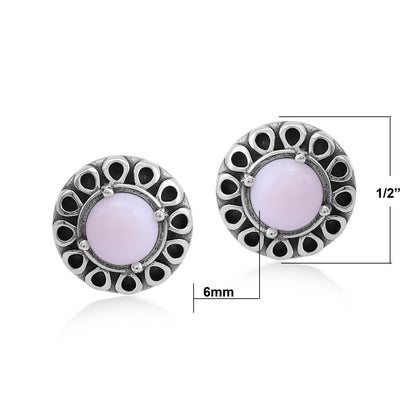 EXCLUSIVELY OURS! Sterling Silver Pink Opal Sunburst Stud Earrings