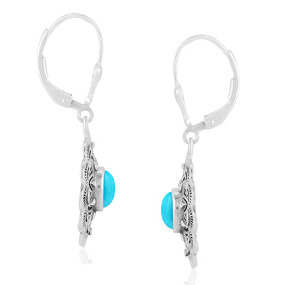 EXCLUSIVELY OURS! Sterling Silver Sleeping Beauty Turquoise Concha Dangle Earrings