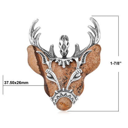 EXCLUSIVELY OURS! Sterling Silver Picture Jasper Deer Pendant Enhancer