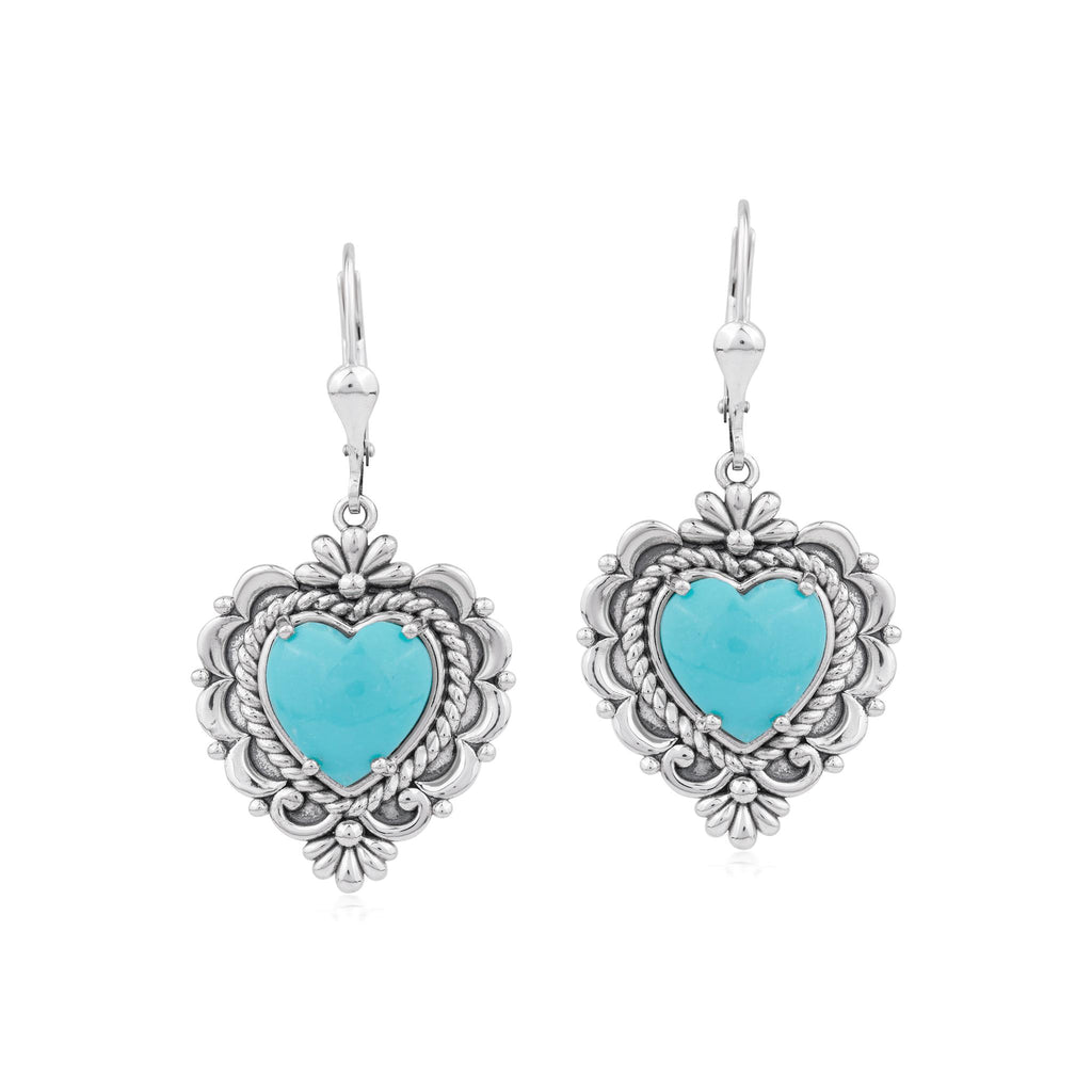 EXCLUSIVELY OURS! Sterling Silver Kingman Turquoise Heart Lever Back Earrings