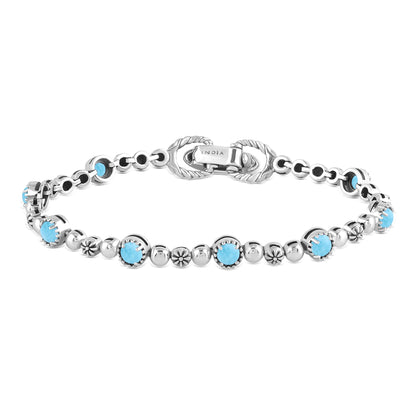 Sterling Silver Larimar Round Beaded Bracelet