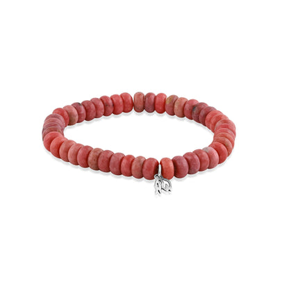 EXCLUSIVELY OURS! Sterling Silver Rhodonite Bead Stretch Bracelet, Sizes Small to Large