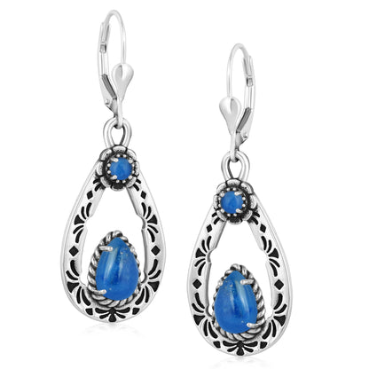 Sterling Silver Lapis Teardrop Dangle Earrings