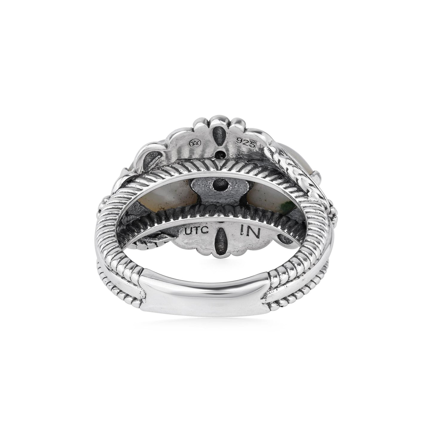 EXCLUSIVELY OURS! Sterling Silver White Mother of Pearl Double Heart Ring, Sizes 5 to 11