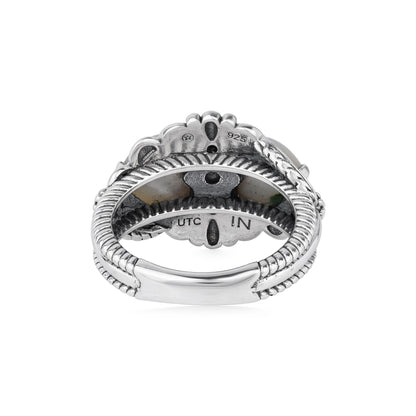 EXCLUSIVELY OURS! Sterling Silver White Mother of Pearl Double Heart Ring, Sizes 5 to 11