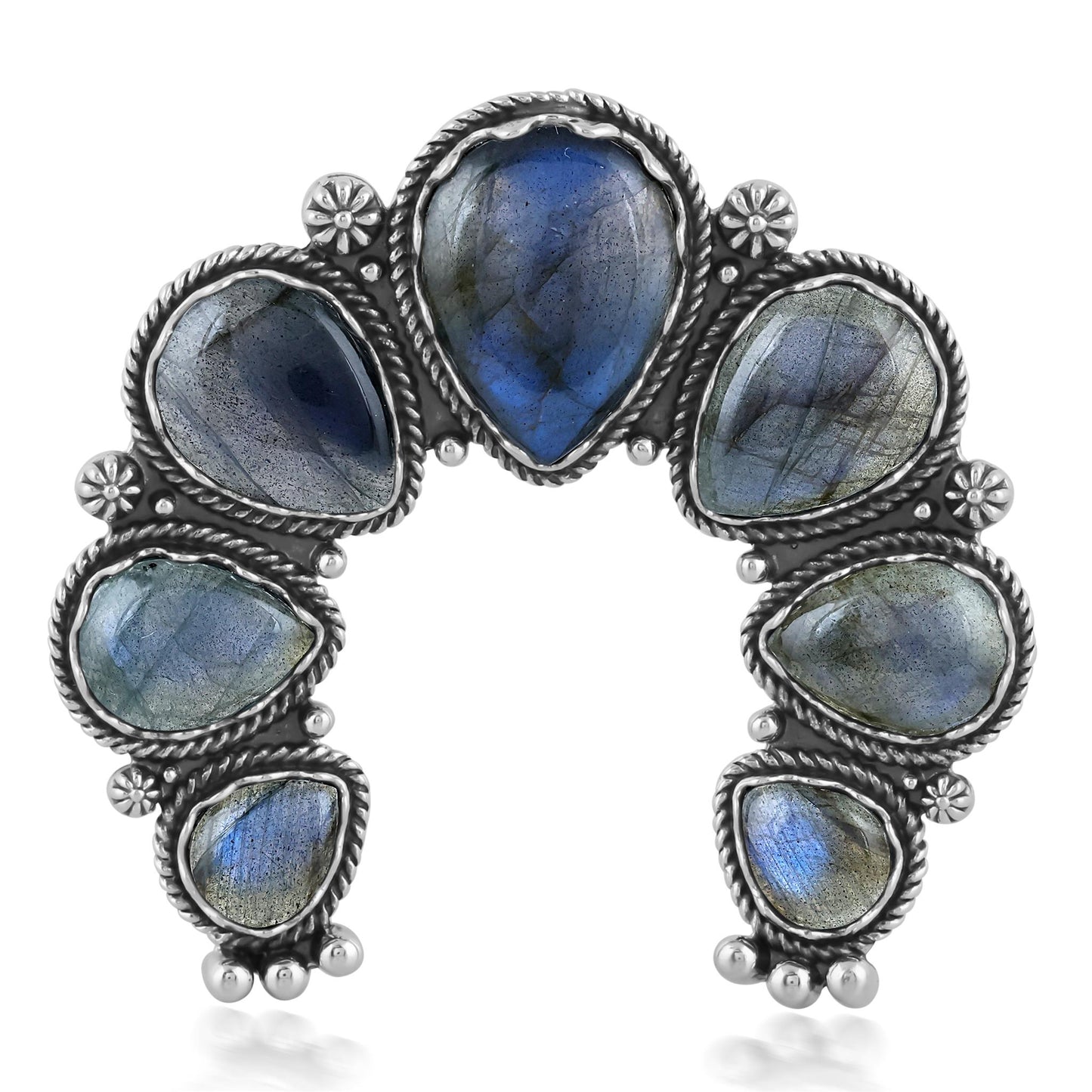 Sterling Silver Labradorite Large Naja Pendant Enhancer