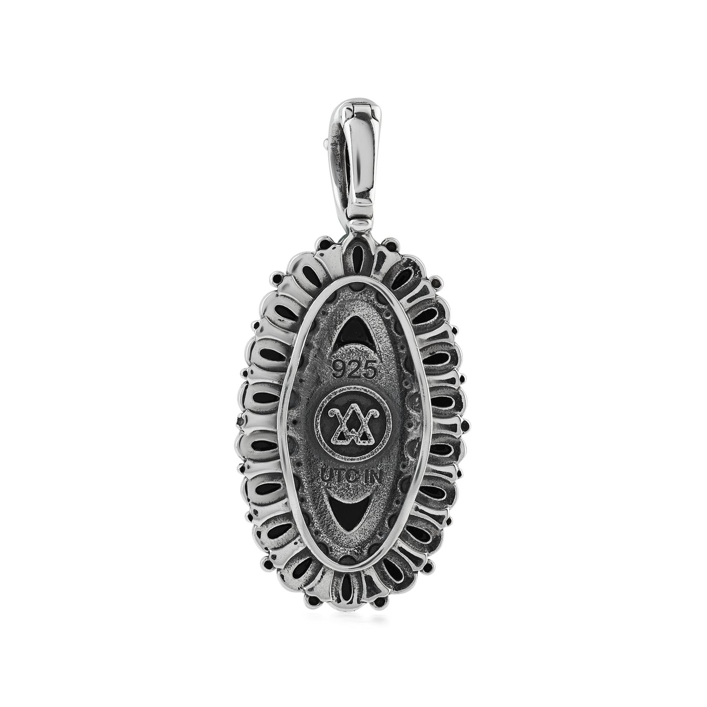  Sterling Silver Black Onyx Petit Point Gemstone Cluster Pendant Enhancer