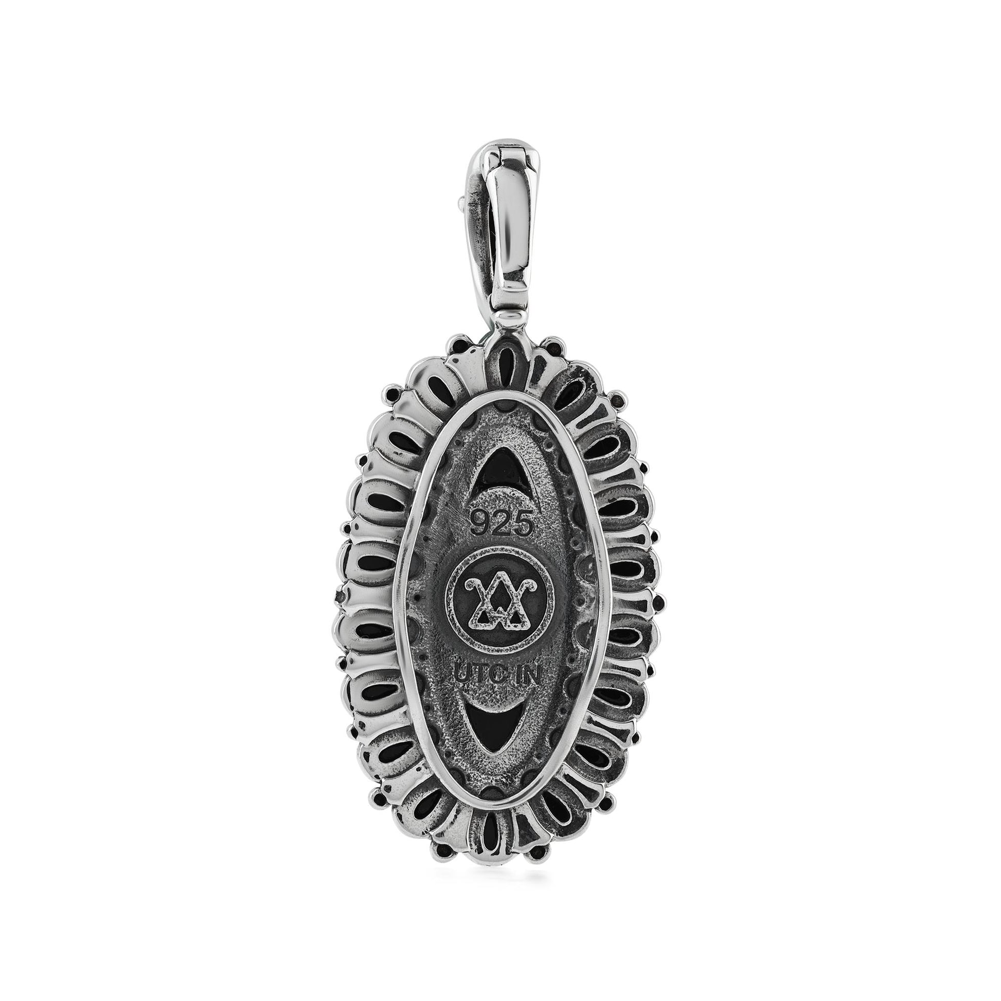  Sterling Silver Black Onyx Petit Point Gemstone Cluster Pendant Enhancer