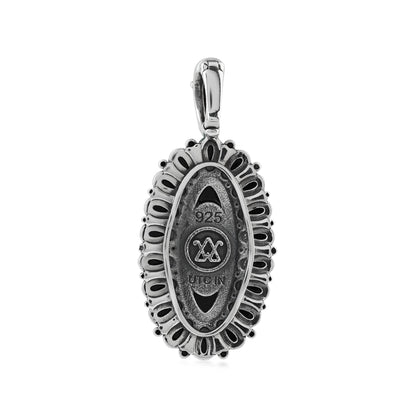  Sterling Silver Black Onyx Petit Point Gemstone Cluster Pendant Enhancer