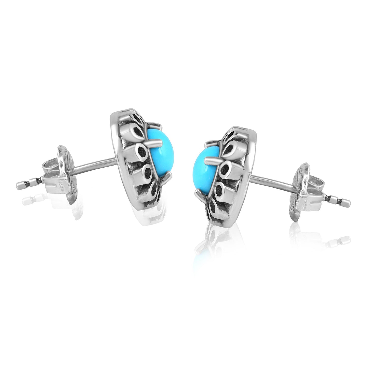 EXCLUSIVELY OURS! Sterling Silver Sleeping Beauty Turquoise Sunburst Stud Earrings