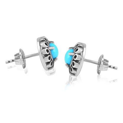 EXCLUSIVELY OURS! Sterling Silver Sleeping Beauty Turquoise Sunburst Stud Earrings