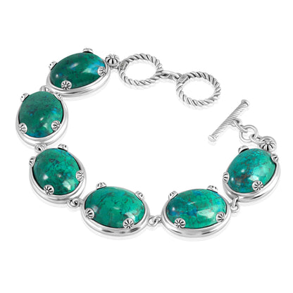 EXCLUSIVELY OURS! Sterling Silver Chrysocolla Oval Cabochon Toggle Bracelet