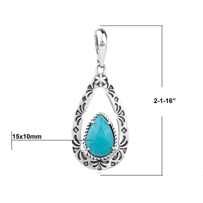 EXCLUSIVELY OURS! Sterling Silver Sleeping Beauty Turquoise Pear Open Teardrop Pendant Enhancer