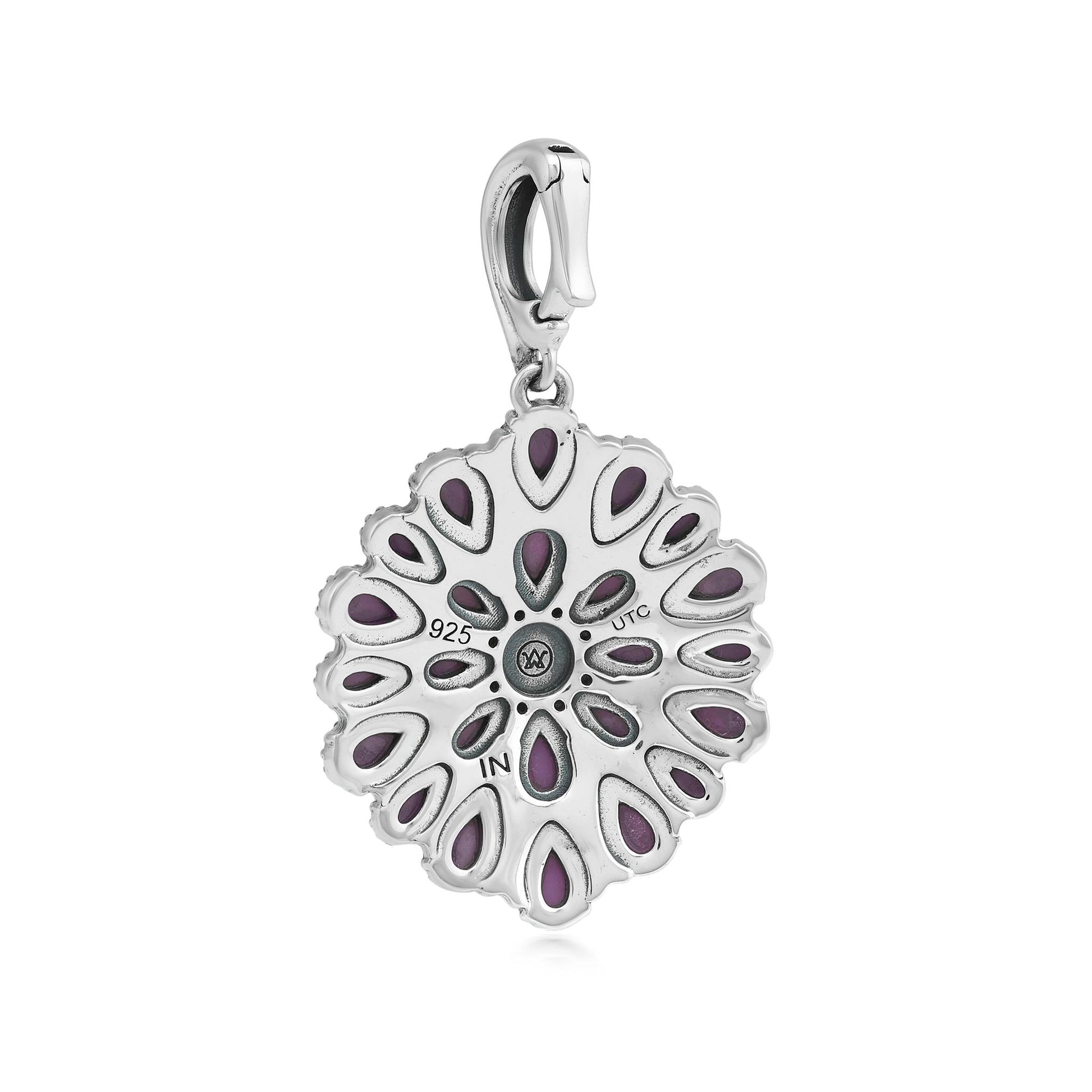 Sterling Silver Phosphosiderite Petit Point Round Pendant Enhancer