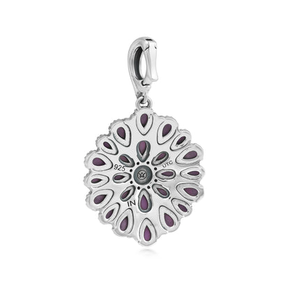 Sterling Silver Phosphosiderite Petit Point Round Pendant Enhancer