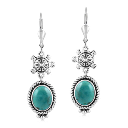 Sterling Silver Serpentine Turtle Drop and Dangle Earrings 