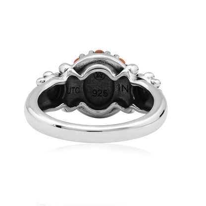 Sterling Silver Orange Spiny Oyster Concha Flower Ring