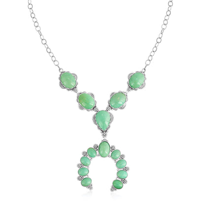 Sterling Silver Green Turquoise V-Shaped Naja Necklace