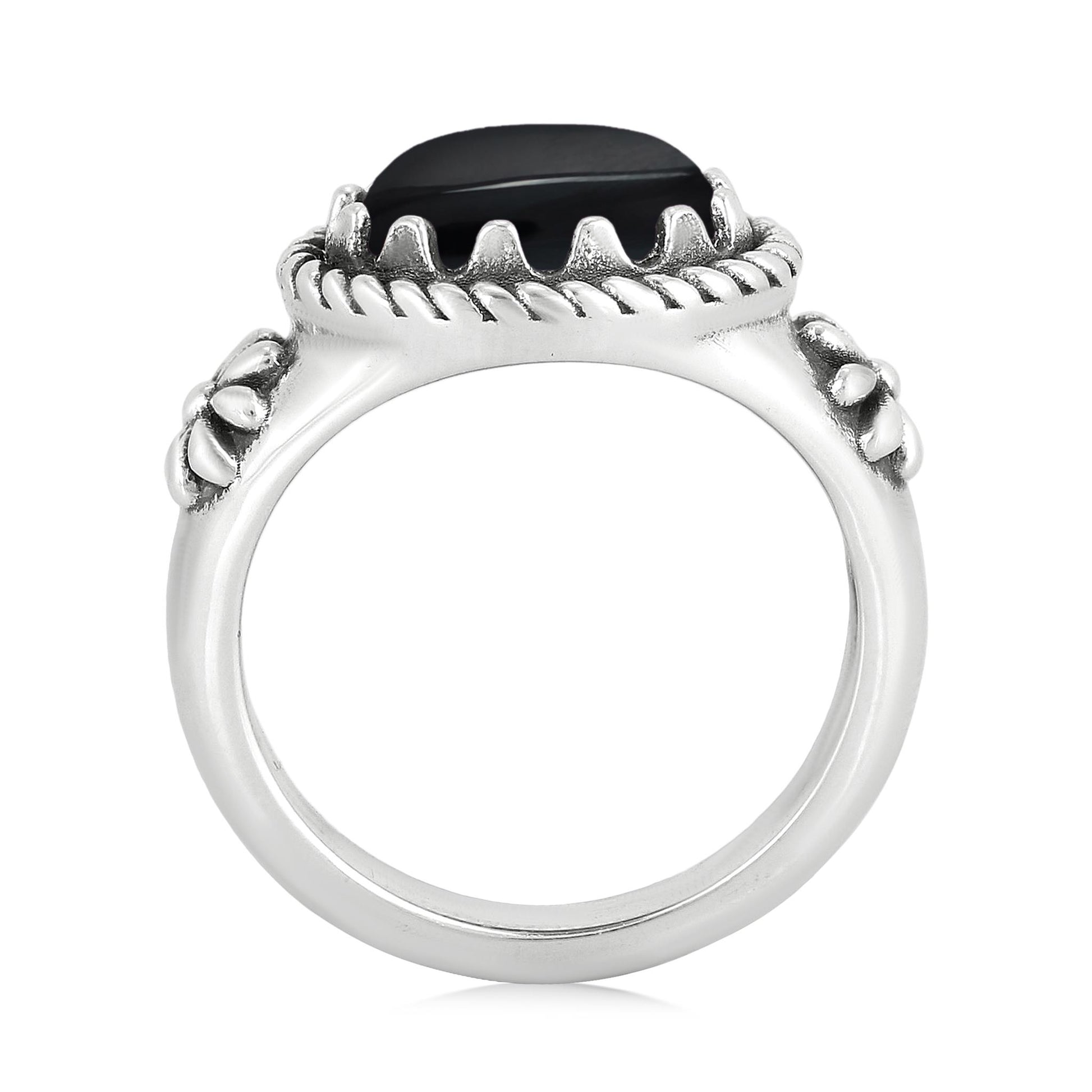 Sterling Silver Black Onyx East West Ring