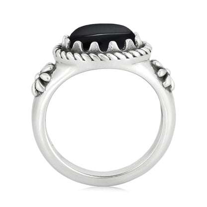 Sterling Silver Black Onyx East West Ring