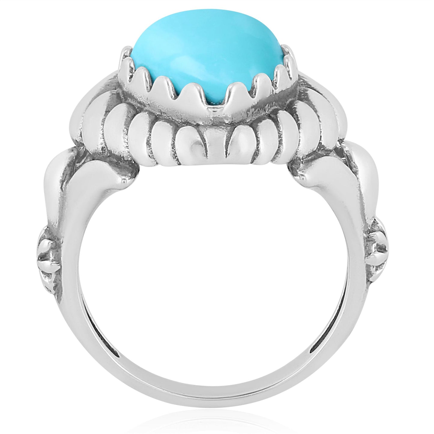 Sterling Silver Kingman Turquoise Pear Cut Rope Ring