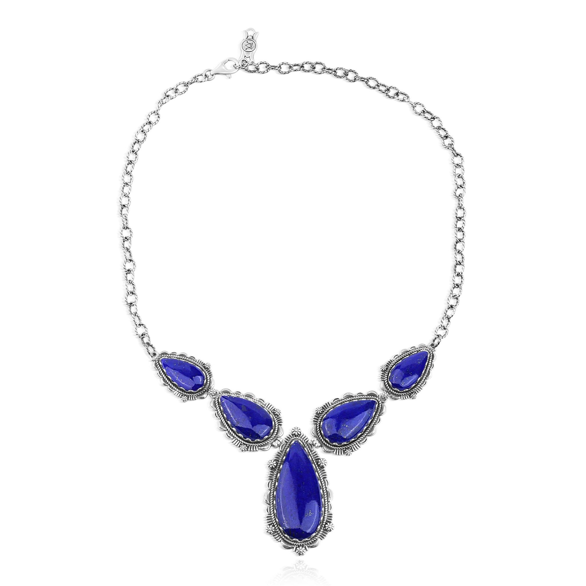 LIMITED EDITION! Sterling Silver Lapis Pear-Shaped Gemstone Statement Necklace