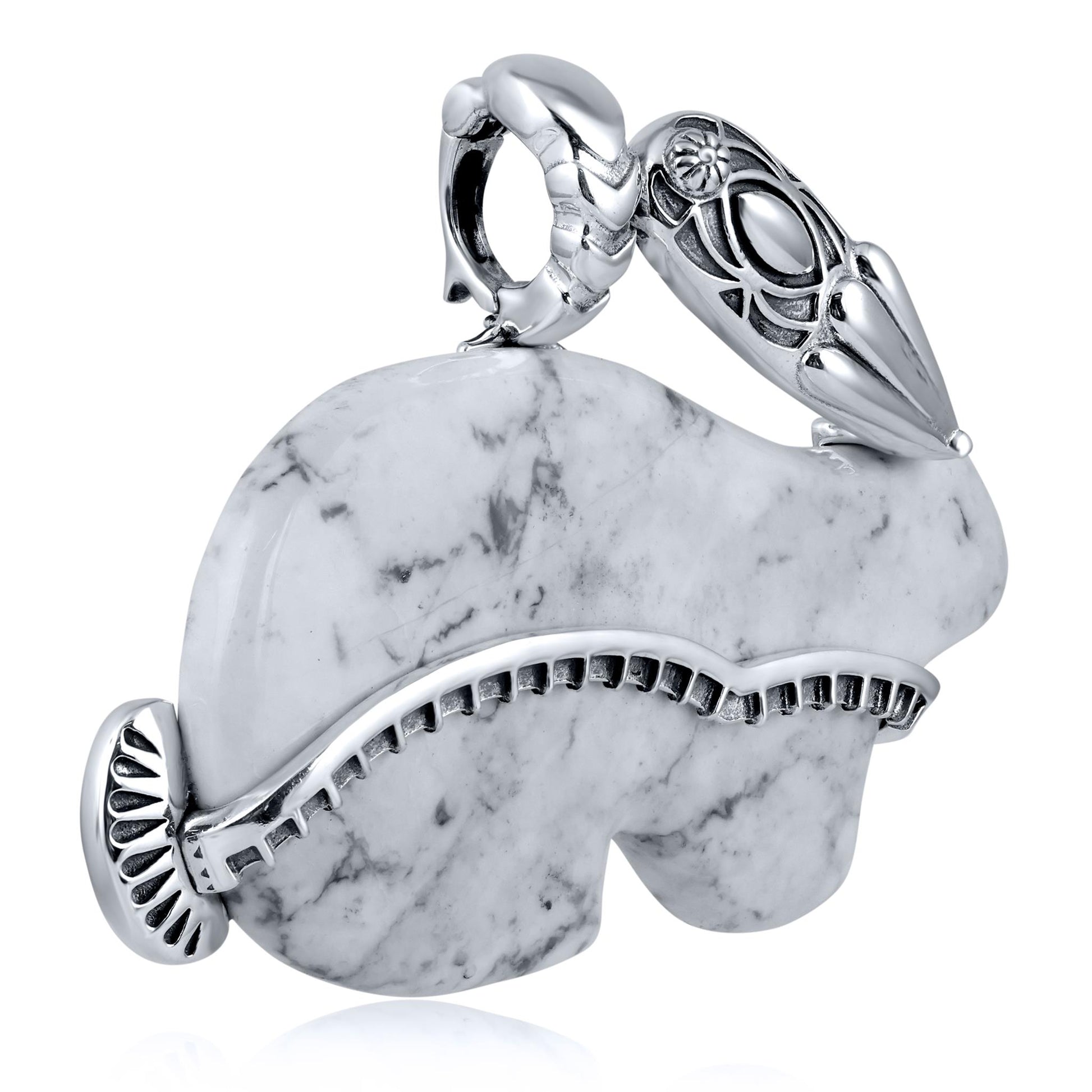 Sterling Silver White Howlite Rabbit "Trickster" Pendant Enhancer 