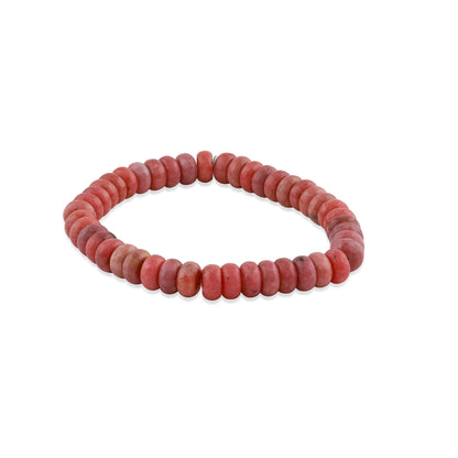 EXCLUSIVELY OURS! Sterling Silver Rhodonite Bead Stretch Bracelet, Sizes Small to Large