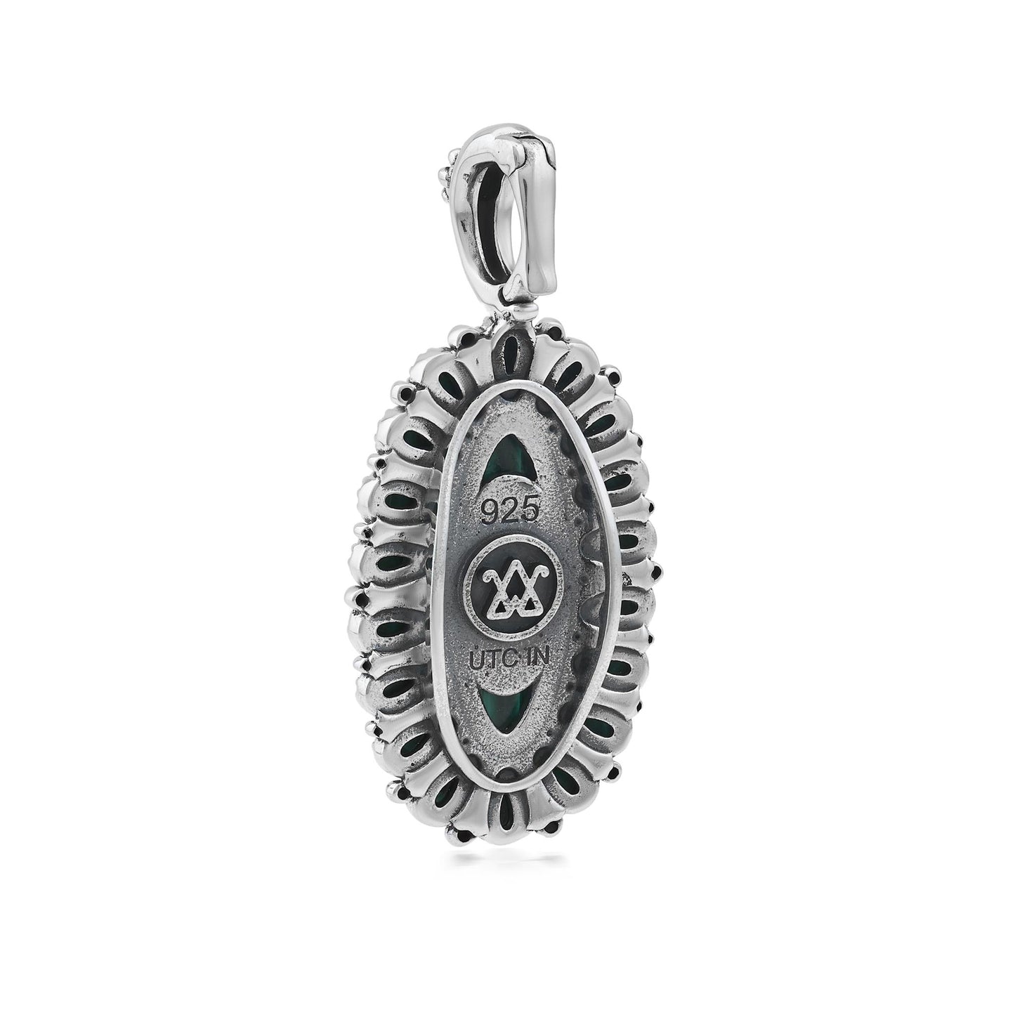  Sterling Silver Malachite Petit Point Gemstone Cluster Pendant Enhancer