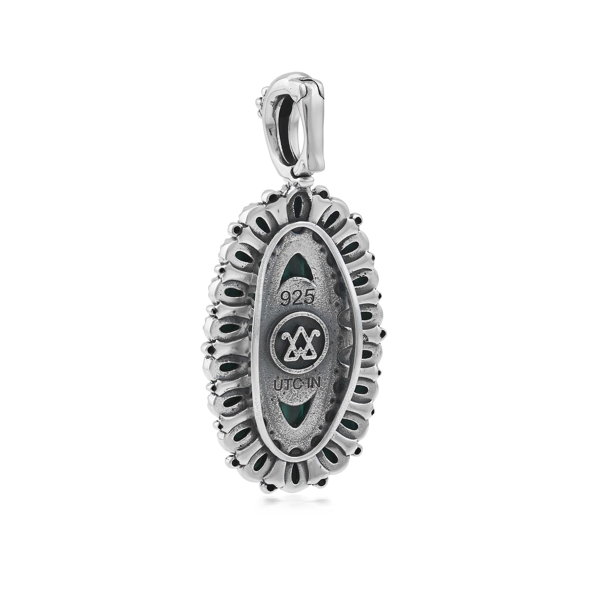  Sterling Silver Malachite Petit Point Gemstone Cluster Pendant Enhancer