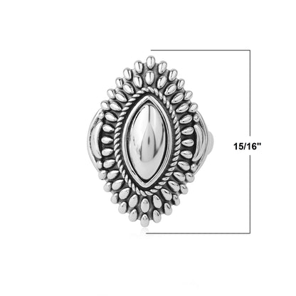 Sterling Silver Marquise Rope and Bead Ring