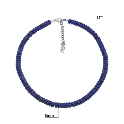 Sterling Silver Lapis Bead Necklace