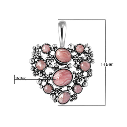 EXCLUSIVELY OURS! Sterling Silver Rhodochrosite Heart Cluster Pendant Enhancer