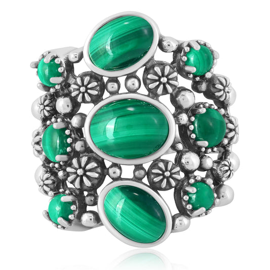 EXCLUSIVELY OURS! Sterling Silver Malachite 9-Stone Cluster Ring