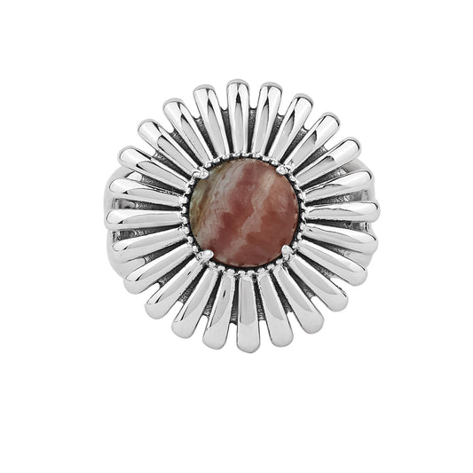  Sterling Silver Rhodochrosite Concha Ray Ring
