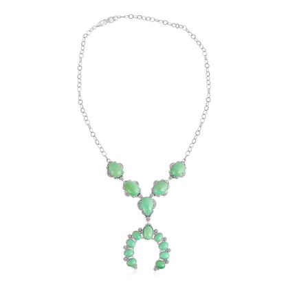 Sterling Silver Green Turquoise V-Shaped Naja Necklace